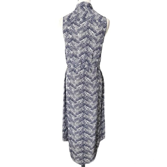 Equipment Tegan Print Silk Shirt Midi Dress in Blue Size Small - Picture 3 of 6